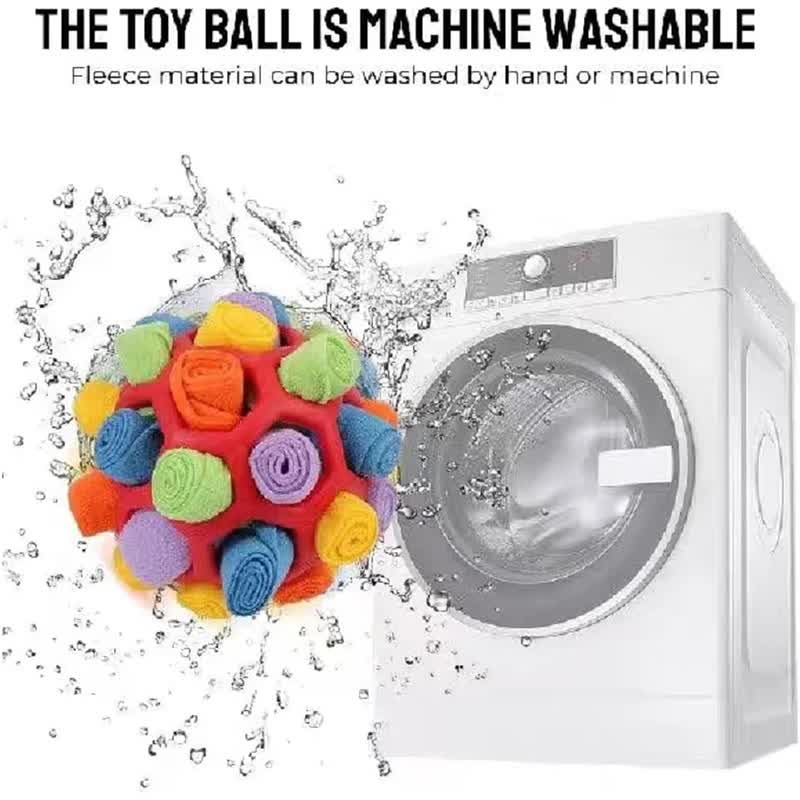 Green Ball And Black,Orange Strips Of Fabric Interactive Pet Snuffle Ball - Treat-Dispensing Toy for Dogs and Cats, 20 cm TPR and Felt Fabric for Mental Stimulation