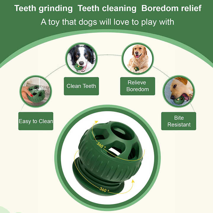 Green Ball and Black Mold Pet Treat Dispensing Ball and Molding Set - Silicone Dog Chew Toy for Teeth Cleaning and Boredom Relief