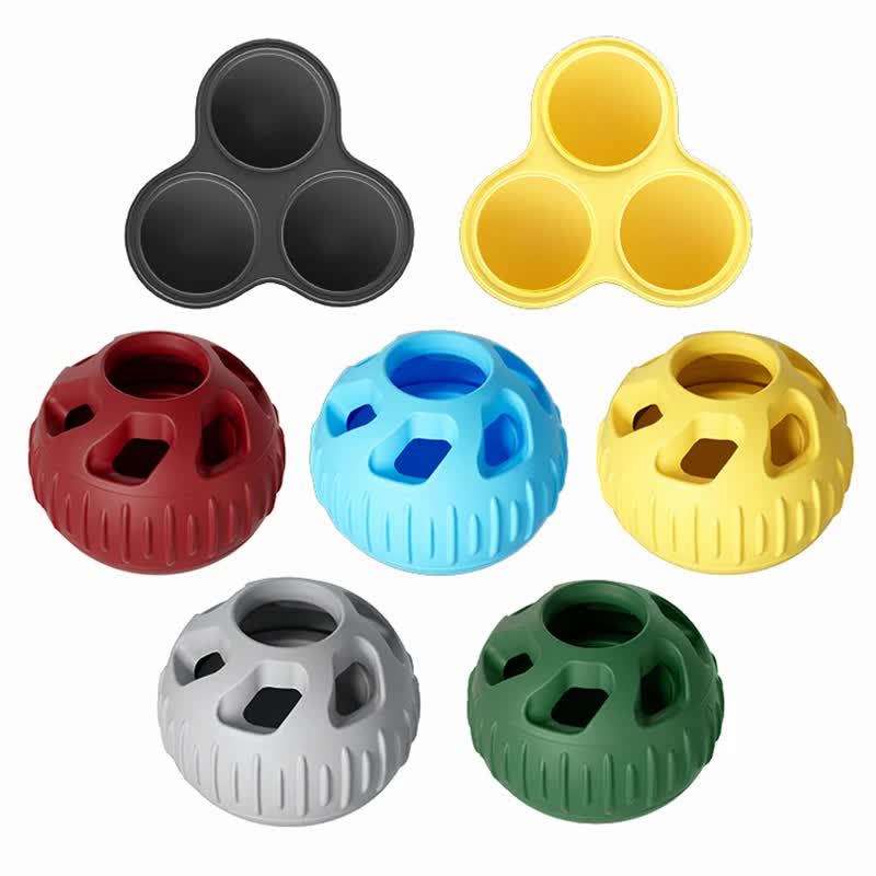 Red Ball and Yellow Mold Pet Treat Dispensing Ball and Molding Set - Silicone Dog Chew Toy for Teeth Cleaning and Boredom Relief