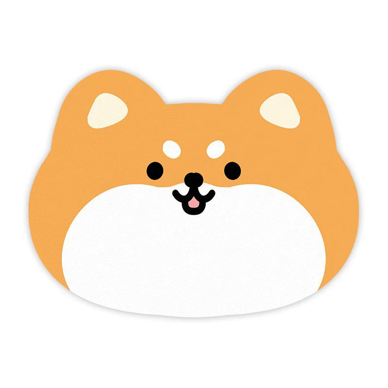 2 Pcs Style 9 Yellow Puppy pattern Cartoon Pet Feeding Mat for Cats & Dogs - Absorbent Diatom Mud Splash-Proof Mat, Easy to Clean