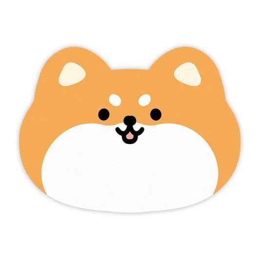 2 Pcs Style 9 Yellow Puppy pattern Cartoon Pet Feeding Mat for Cats & Dogs - Absorbent Diatom Mud Splash-Proof Mat, Easy to Clean