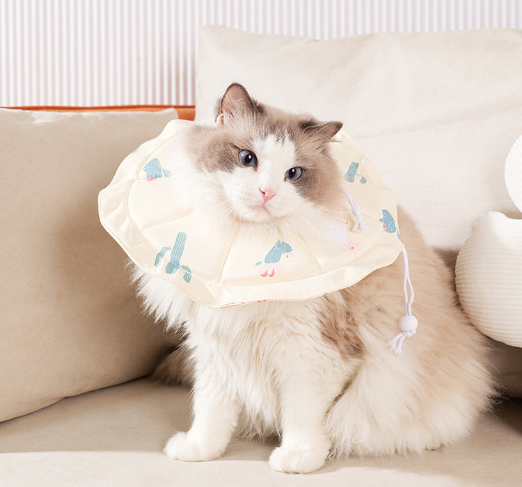 2 Pcs Size L Beige Comfortable Pet Recovery Collar | Waterproof Anti-Lick Collar for Cats & Dogs