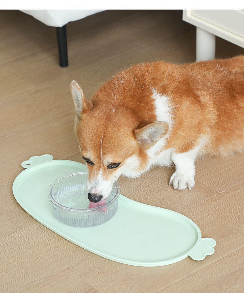 White Non-Slip Pet Feeding Mat - Waterproof Dog & Cat Food Bowl Placemat with Raised Edges