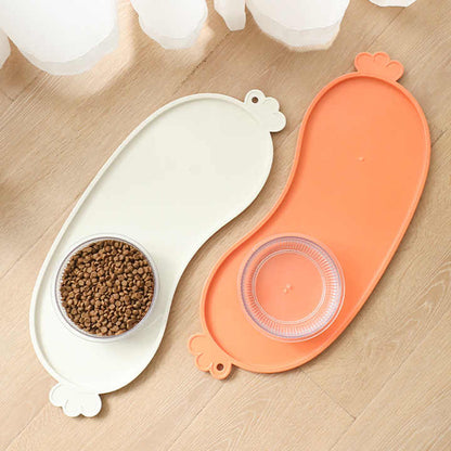 Orange Non-Slip Pet Feeding Mat - Waterproof Dog & Cat Food Bowl Placemat with Raised Edges