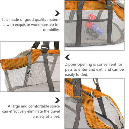 Red And Grey Lightweight Breathable Mesh Pet Carrier Handbag - Portable Travel Tote for Small Dogs & Cats up to 8kg