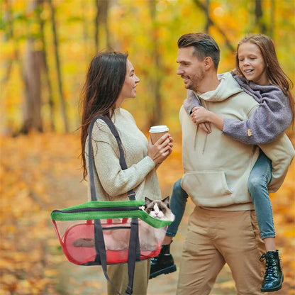 Grey And Red Lightweight Breathable Mesh Pet Carrier Handbag - Portable Travel Tote for Small Dogs & Cats up to 8kg