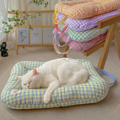 S Yellow-purple All-Season Pet Bed - Soft Washable Dog & Cat Mat with Comfortable Cushion - Warm Winter Padding for Small to Large Pets