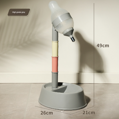Grey Adjustable Height Pet Water Dispenser - Free Standing or Hanging - No More Bending!