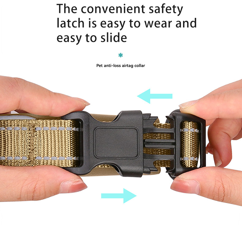 M Red Secure Nylon Dog Collar with Built-in Apple AirTag (not included) Holder Case - Pet Tracker Accessory