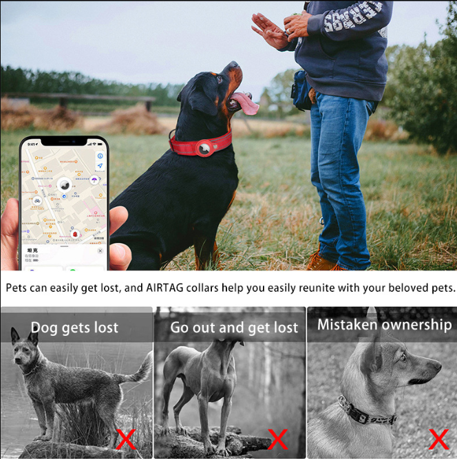 M Khaki Secure Nylon Dog Collar with Built-in Apple AirTag (not included) Holder Case - Pet Tracker Accessory