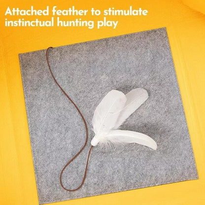 Yellow Large Transformable Felt Cat Tunnel Bed - Cozy Foldable Pet Play House & Cave (104cm x 104cm)