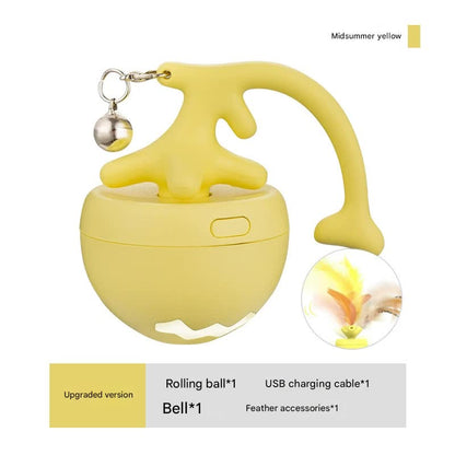 Rechargeable Interactive Cat Toy - Self-Rolling Ball with LED Light,Standard Edition Blue