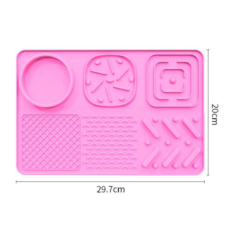 Pet Slow Feeder Lick Mat with Suction Cups - Anti-Anxiety Dog Feeding Mat(Pink)