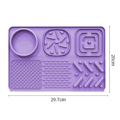 Pet Slow Feeder Lick Mat with Suction Cups - Anti-Anxiety Dog Feeding Mat(Purple)