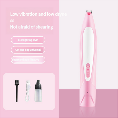 Electric Pet Hair Clipper with Type-C Charging, LED Light, and Grooming Accessories(pink)
