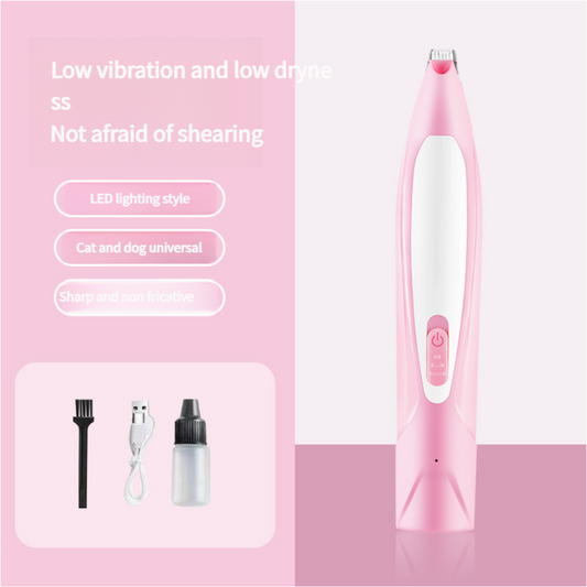 Electric Pet Hair Clipper with Type-C Charging, LED Light, and Grooming Accessories(pink)