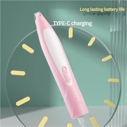 Electric Pet Hair Clipper with Type-C Charging, LED Light, and Grooming Accessories(pink)