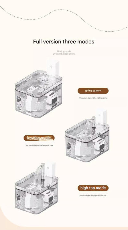 White Wireless Sensor Pet Water Fountain - 1.5L Automatic Filtered Dispenser