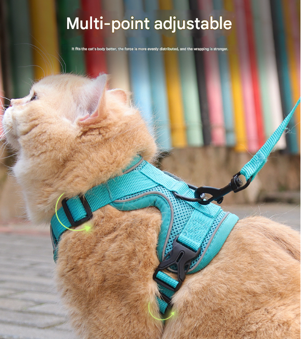 Brown Reflective Mesh Dog Harness and Leash Set - Adjustable No-Pull Vest - M