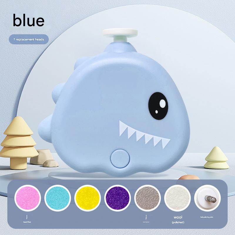 Blue Cute Dinosaur Electric Pet Nail Grinder - 3-Speed, Low Noise, USB-C for Dogs & Cats