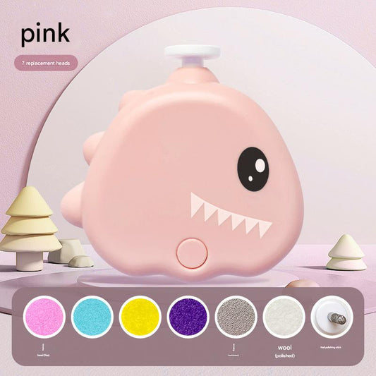 Pink Cute Dinosaur Electric Pet Nail Grinder - 3-Speed, Low Noise, USB-C for Dogs & Cats
