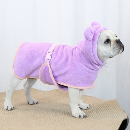 Purple Hooded Dog Bathrobe - Super Absorbent, Adjustable Fit, Cozy Pet Towel (Size : XS)