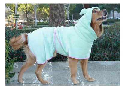Green Hooded Dog Bathrobe - Super Absorbent, Adjustable Fit, Cozy Pet Towel (Size : S)