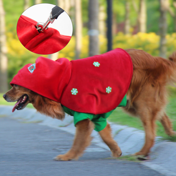 Christmas Dog Costume - Festive Hooded Cape & Green Jumpsuit Outfit (Size : 4XL)