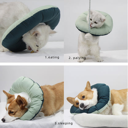 Green Adjustable Soft Elizabethan Collar for Pets - Comfortable Recovery Aid - M