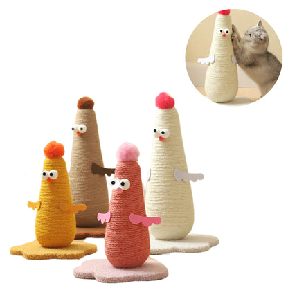Coffee Adorable Chick Cat Scratching Post - Durable Sisal Rope Scratcher Toy for Cats & Kittens