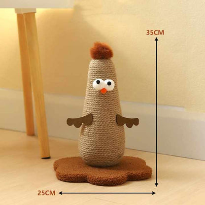 Yellow Adorable Chick Cat Scratching Post - Durable Sisal Rope Scratcher Toy for Cats & Kittens