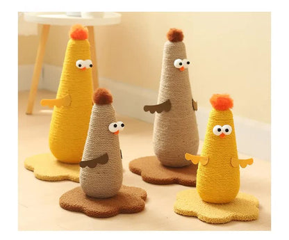 Pink Adorable Chick Cat Scratching Post - Durable Sisal Rope Scratcher Toy for Cats & Kittens