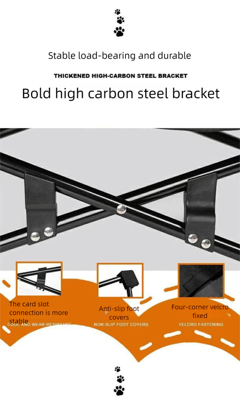 Black Elevated Comfort Pet Bed - Portable & Foldable Dog Cat Cot - Durable 600D Oxford Fabric, Washable Cover, All Seasons