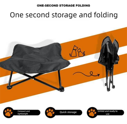 Black Elevated Comfort Pet Bed - Portable & Foldable Dog Cat Cot - Durable 600D Oxford Fabric, Washable Cover, All Seasons