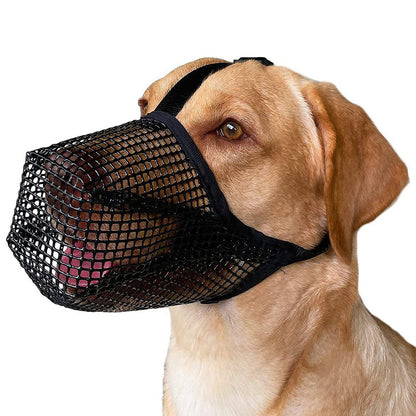 2 Pcs Size M Black Breathable Mesh Dog Muzzle - Anti-Barking, Biting & Chewing - Adjustable & Comfortable Nylon Muzzle for Dogs