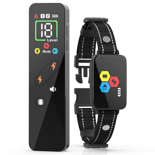Black Rechargeable Remote Dog Training Collar - Waterproof E-Collar with Beep, Vibration & Shock Modes