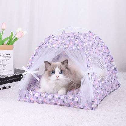 M 40*40CM 10 Catties Within The Pet Purple Cat Cooling Summer Pet Tent - Portable Foldable Breathable Outdoor Cat House Shelter