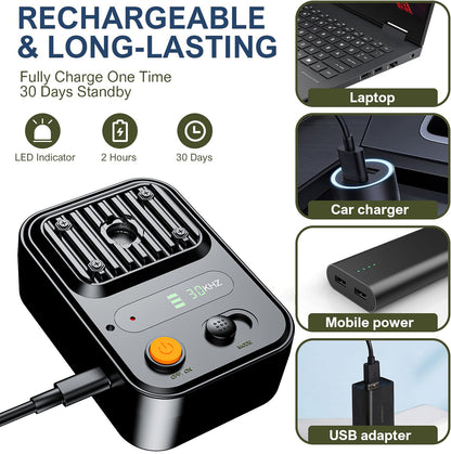 Black USB Rechargeable Color Screen Ultrasonic Dog Repeller - High-Power Anti-Bark Device, 9.2x5.6x13cm, 180g