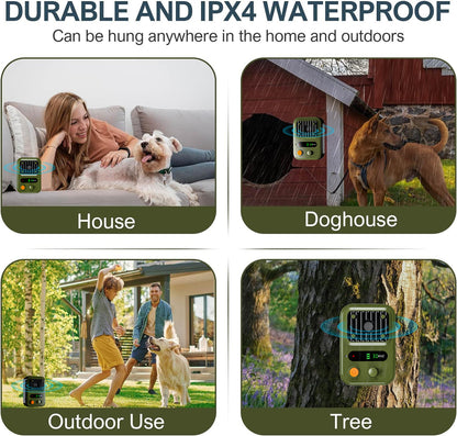 Green USB Rechargeable Color Screen Ultrasonic Dog Repeller - High-Power Anti-Bark Device, 9.2x5.6x13cm, 180g