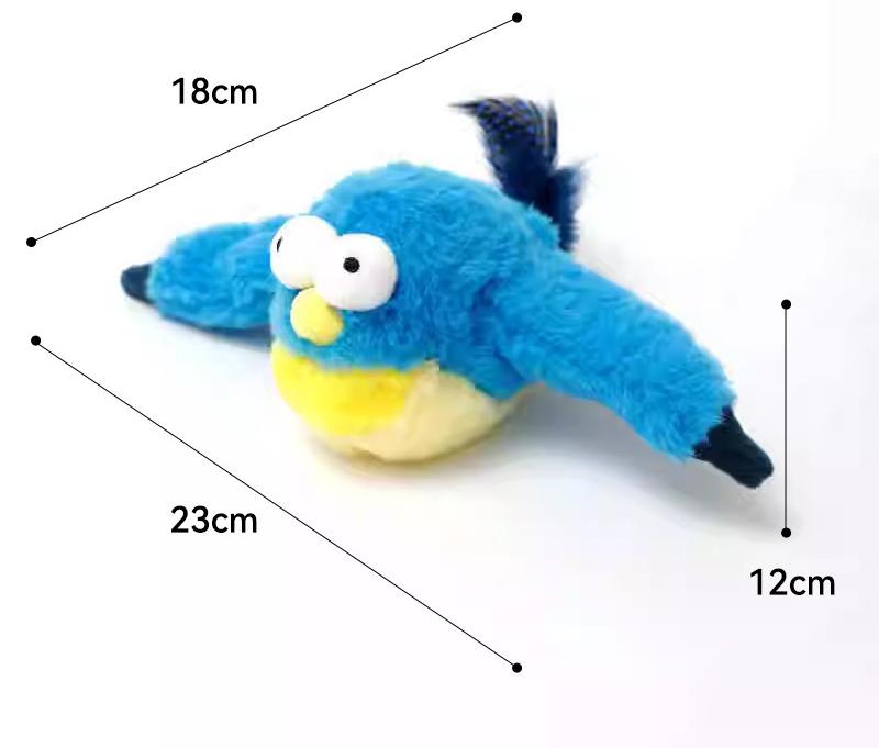 Interactive Flapping Wing Bird Toy for Cats & Dogs,Motion Activated with Sound(Bondi Blue Bird)