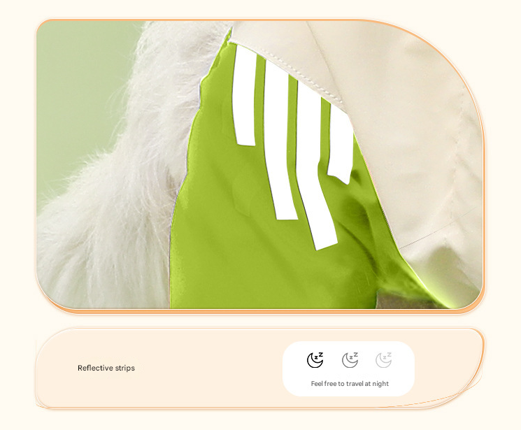 Colorblock (White Green) Dog Raincoat - Waterproof with Hood and Reflective Strips (Size XL)
