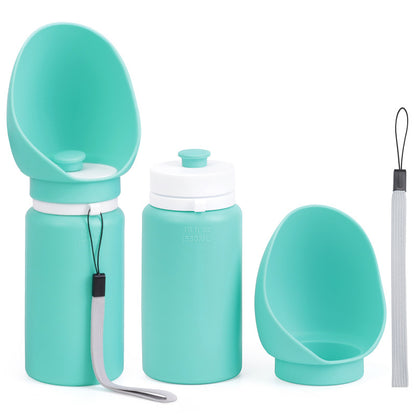 Green Portable Pet Dog Water Bottle 550ml - Foldable Food-Grade Silicone Travel Drinker with Leak-Proof Dispenser
