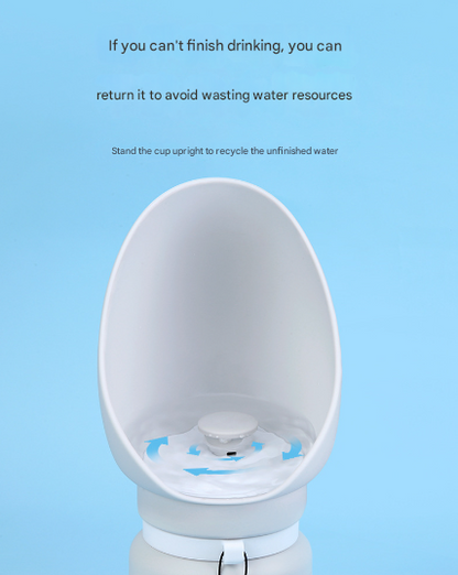 Dark Blue Portable Pet Dog Water Bottle 550ml - Foldable Food-Grade Silicone Travel Drinker with Leak-Proof Dispenser