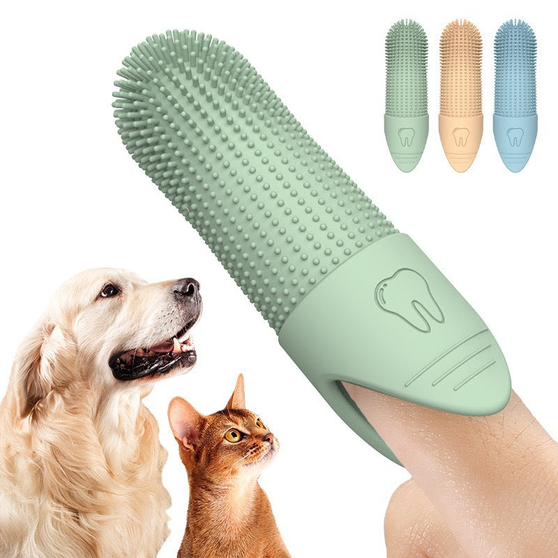 4 Pcs Beige Soft Silicone Pet Finger Toothbrush - Gentle Dental Care for Dogs & Cats, Tartar & Plaque Remover