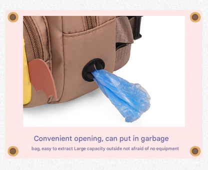 Black Adorable Monster Pet Backpack Harness - Small Dog & Cat Treat Pouch with Poop Bag Dispenser