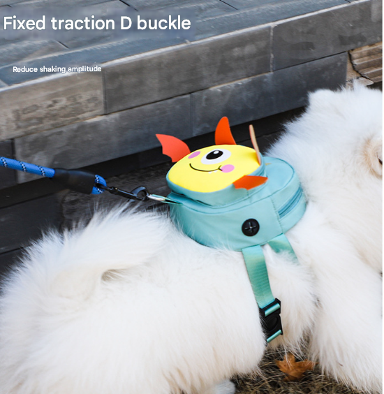 Black Adorable Monster Pet Backpack Harness - Small Dog & Cat Treat Pouch with Poop Bag Dispenser