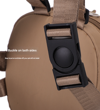 Brown Adorable Monster Pet Backpack Harness - Small Dog & Cat Treat Pouch with Poop Bag Dispenser