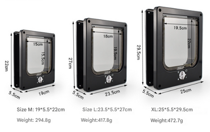Size XL White 4-Way Locking Pet Flap Door for Cats and Small Dogs - Weatherproof Magnetic Cat Door