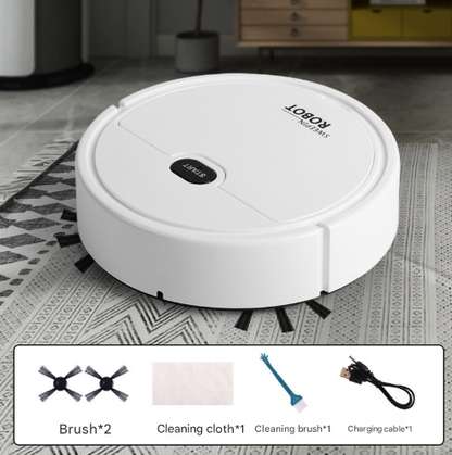 White 3-in-1 Smart Robot Vacuum Cleaner - Automatic Sweeping, Mopping & Suction for Hard Floors & Pet Hair