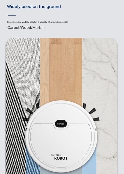 White 3-in-1 Smart Robot Vacuum Cleaner - Automatic Sweeping, Mopping & Suction for Hard Floors & Pet Hair